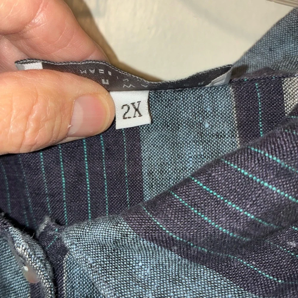 Bryn Walker Liner Striped Button-Up Shirt 2X - Picture 3 of 6